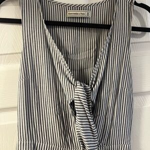 Abercrombie & Fitch Blue and White Tie Jumpsuit